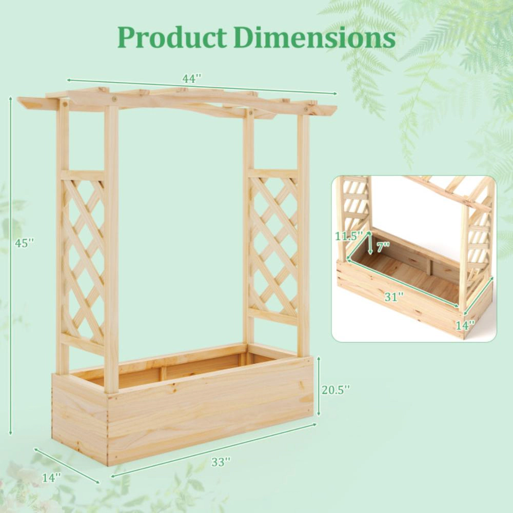 Hivvago Wooden Raised Garden Bed Planter Box with Trellis and Hanging Roof