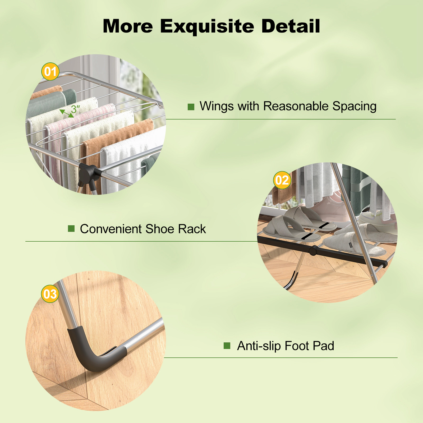 SUGIFT Silver 56-in Wide 2-Tier Folding Aluminum Laundry Drying Rack with Built-In Shoe Shelf for Balcony