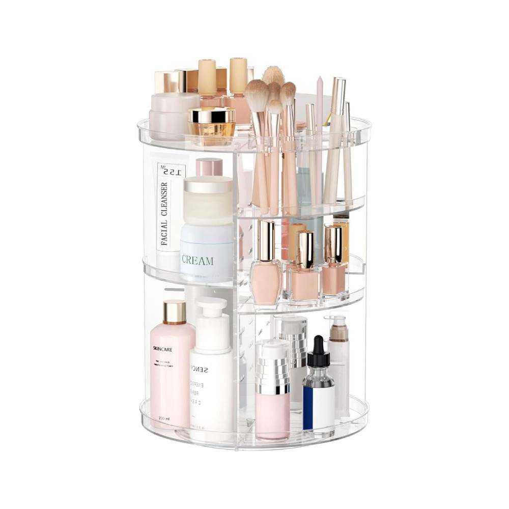 Positive Vibes Womens Purple Rotating Makeup Organizer For Vanity