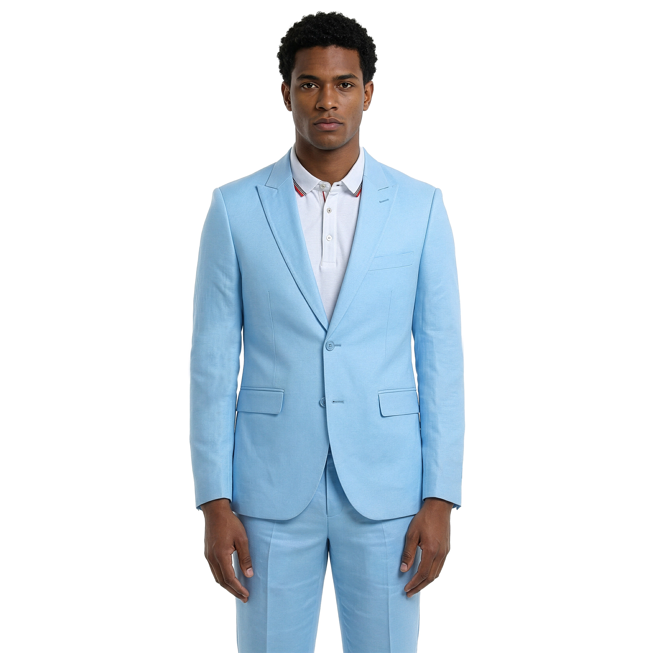 Tazzio Men's Skinny Fit 2 Piece Linen Suit Set
