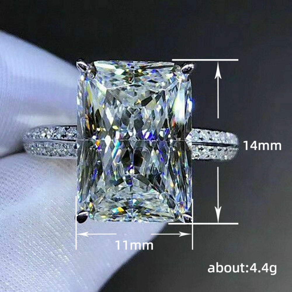 Classical Engagement Ring Rectangle Cut Zirconia Promise Ring