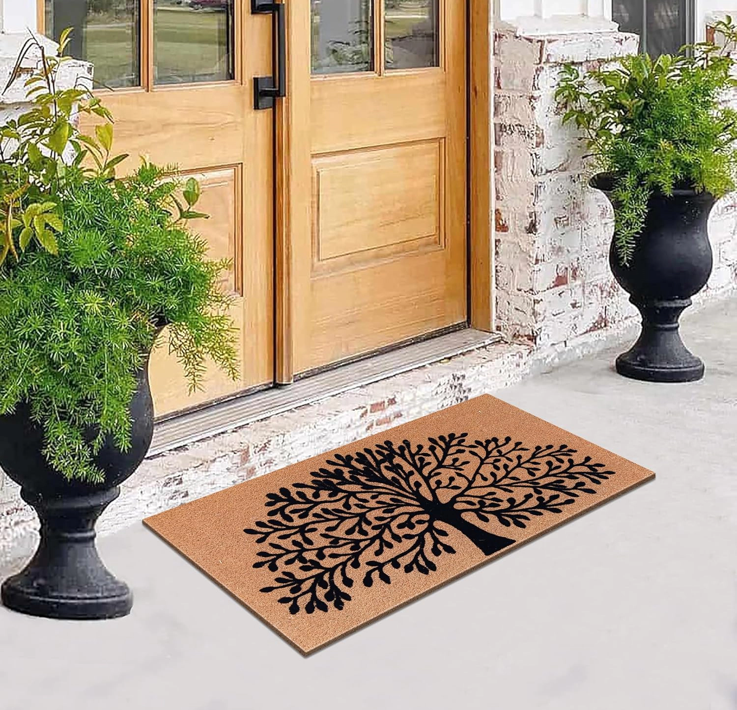 A1 Home Collections Coir Flocked Door Mat 30x48 Inches Heavy Duty Non-Slip Durable Tree Of Life-Flocked