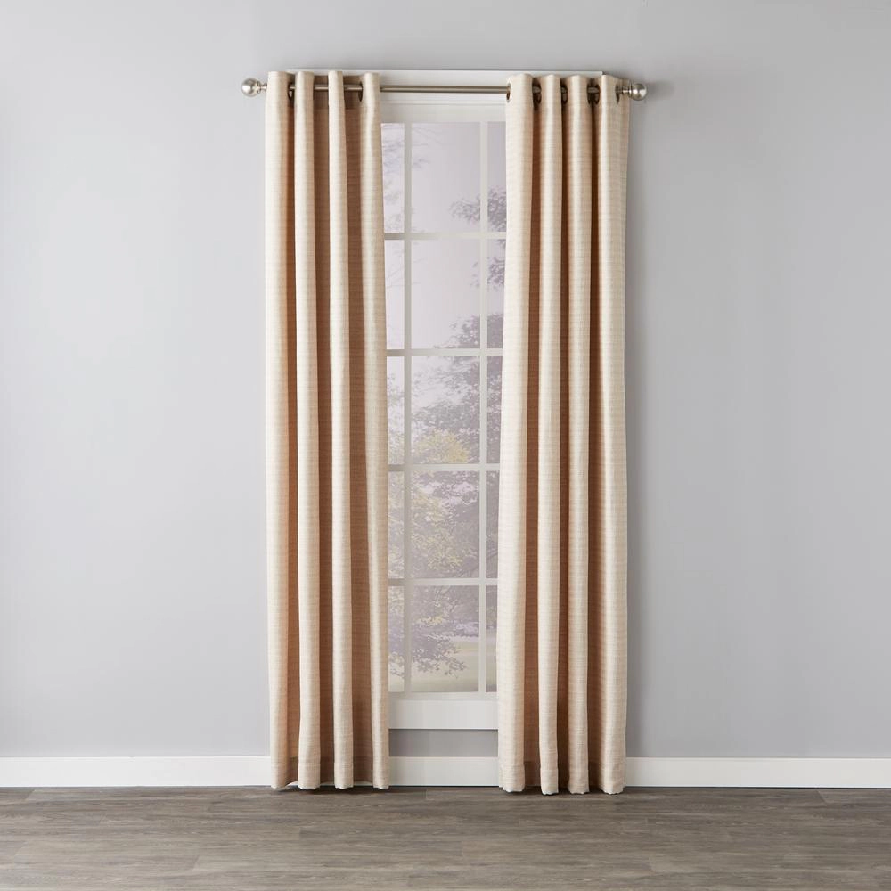 SKL Home Saturday Knight Ltd Maeve Sophisticated Yarn Dyed Woven Horizontal Pattern SunSafe Window Panel - 40X84", Tan