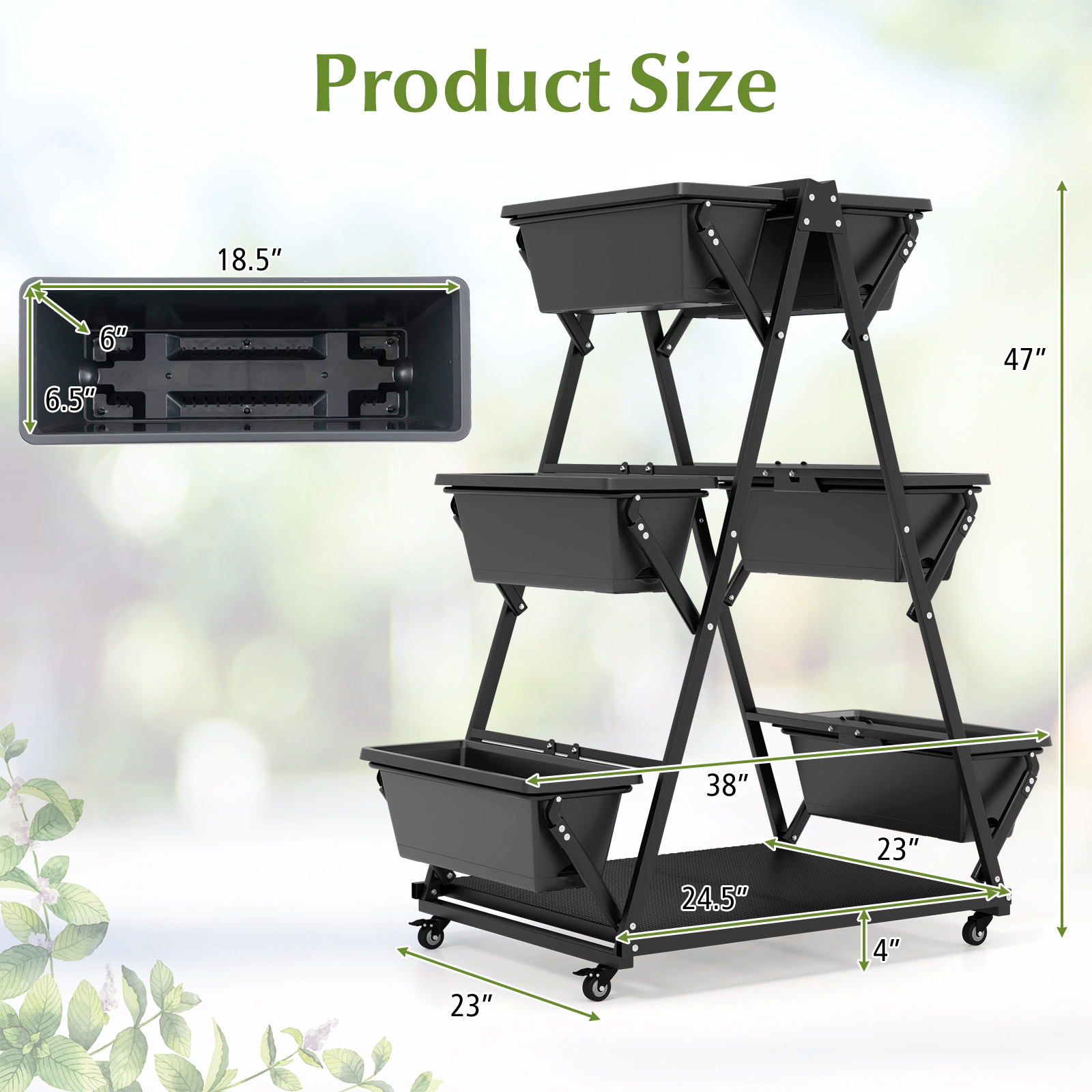 Hivvago Freestanding Vertical Raised Garden Bed with Wheels