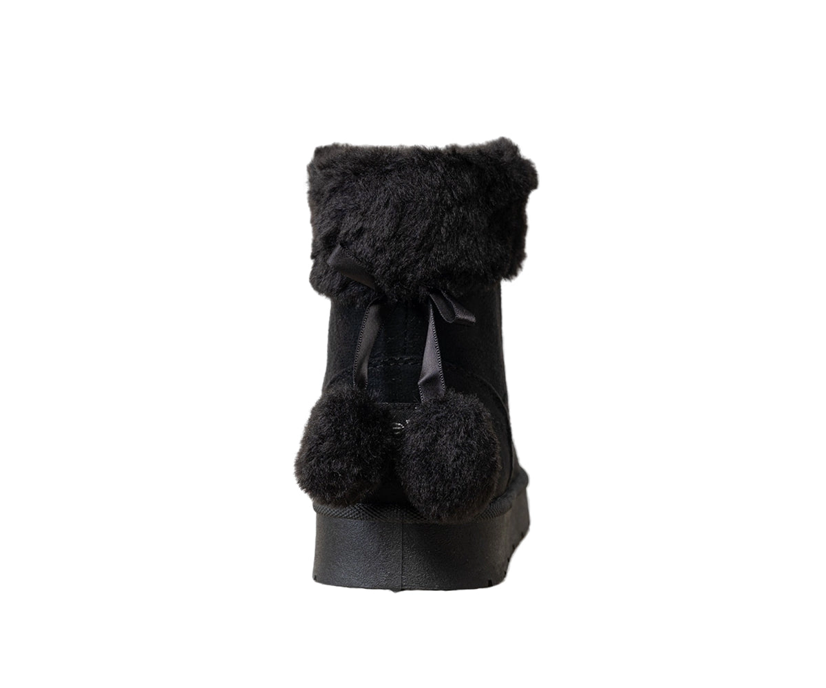 Bebe Girl's Cozy Boot with Bow and Pom Details
