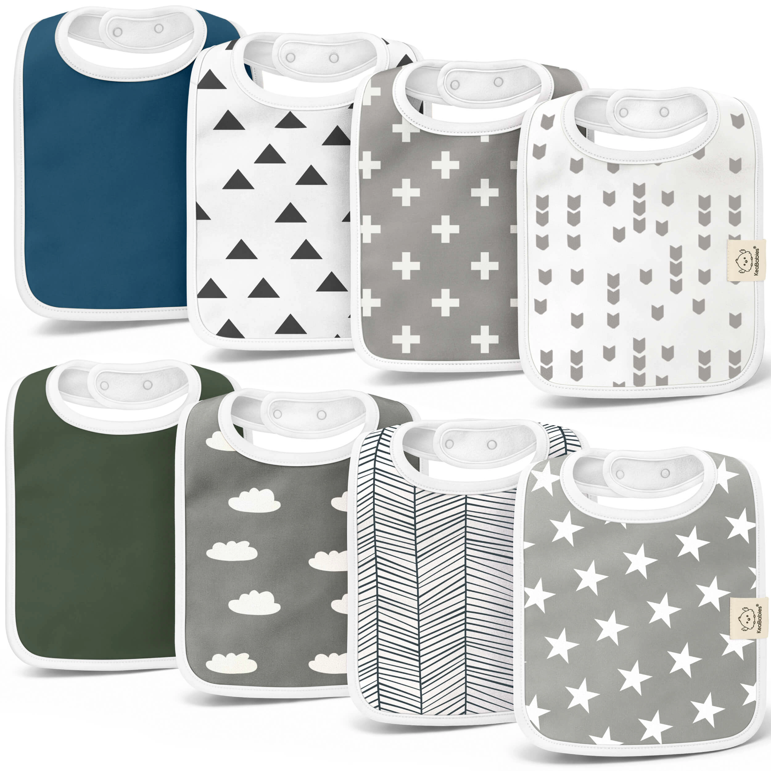 KeaBabies 8-Pack Coast Drool Bibs