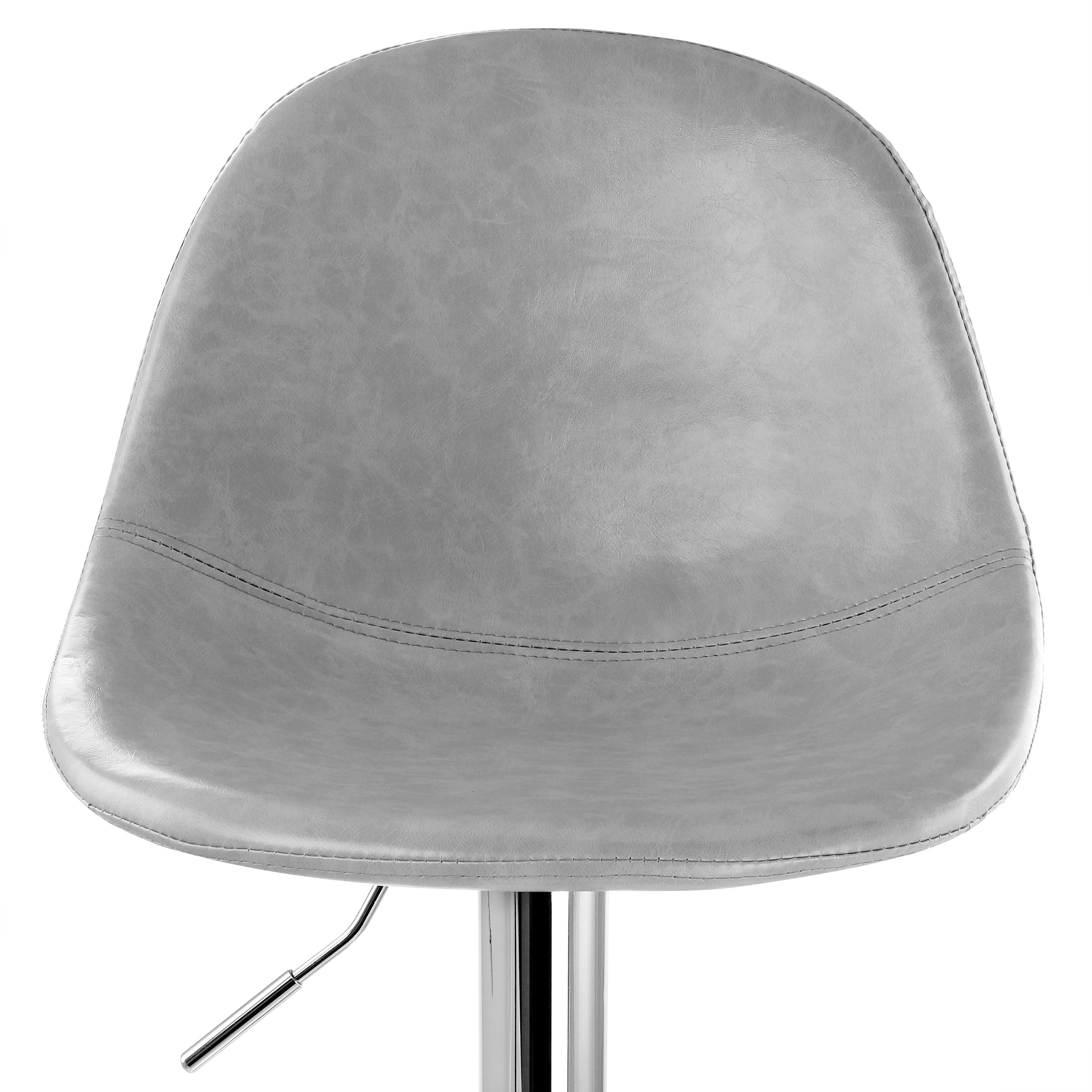 Elama 2 Piece Adjustable Distressed Faux Leather Bucket Bar Stools in Gray with Chrome Base