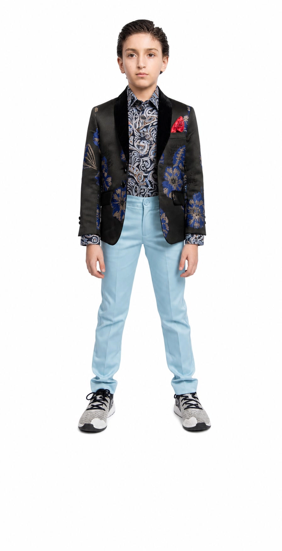 Elie Balleh Boys Slim Fit -Royal Floral Dinner Jacket