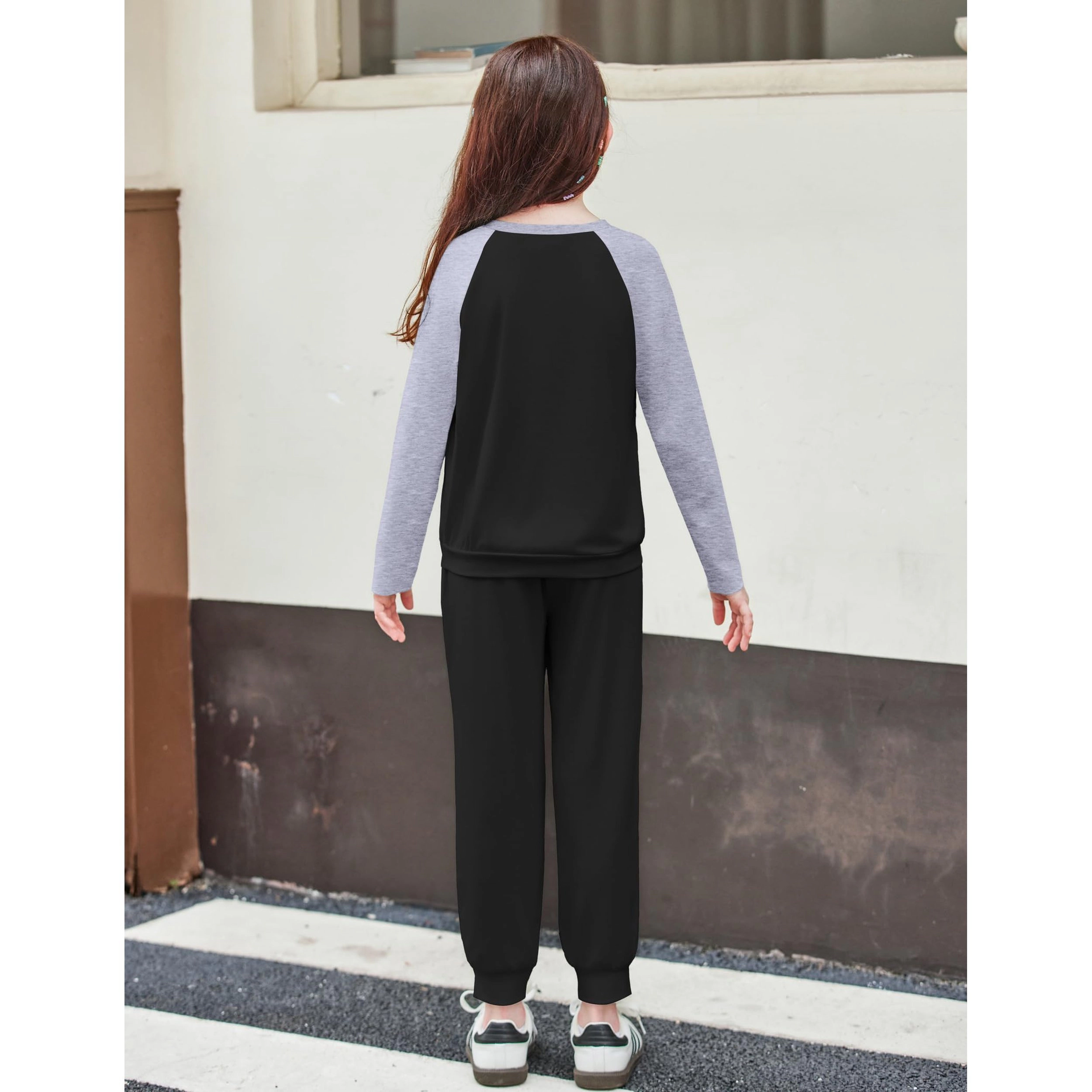 Arshiner Teen Girl Clothes Fashion Jogger Set Long Sleeve Tops And Sweatpants With Pockets Kids