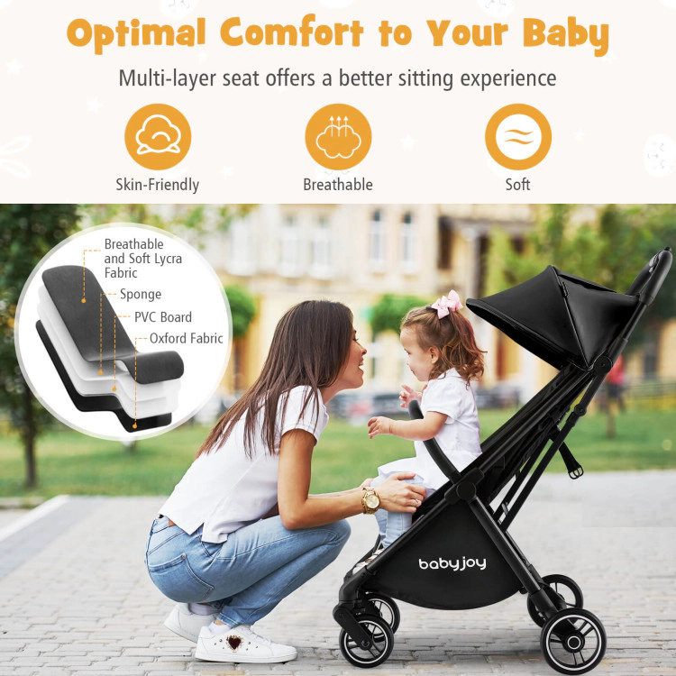 Hivvago One-Hand Folding Portable Lightweight Baby Stroller with Aluminum Frame