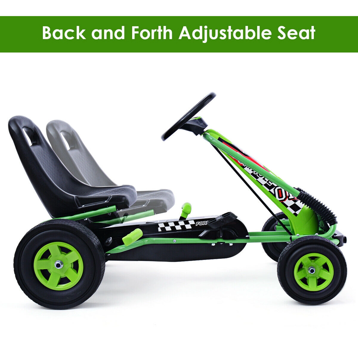 SUGIFT 4-Wheel Kids Ride On Pedal Powered Go Kart Racer Car 66-lb Capacity Ages 3+ Green