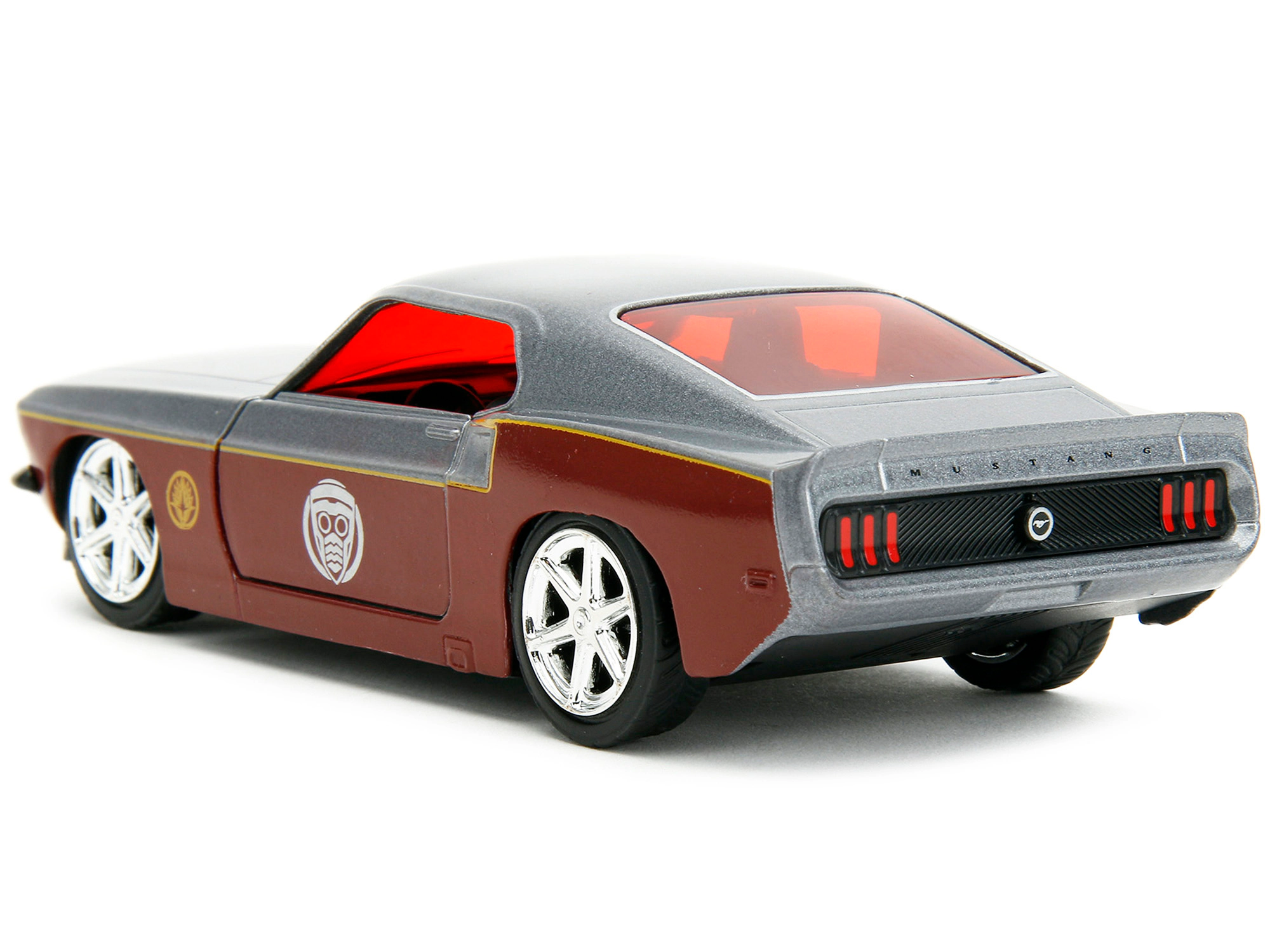 Jada 1969 Ford Mustang Silver Metallic and Dark Red and Star Lord Diecast Figure "Marvel Guardians of the