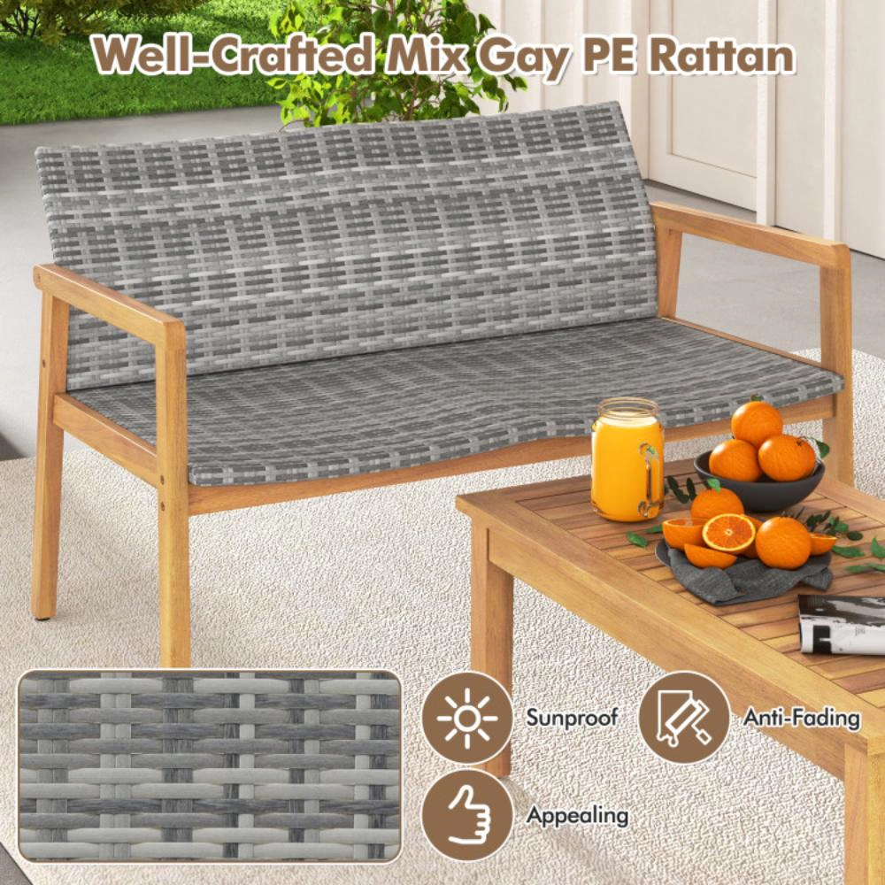 Hivvago 4-Piece Patio Furniture Set With Loveseat Single Chairs And Coffee Table