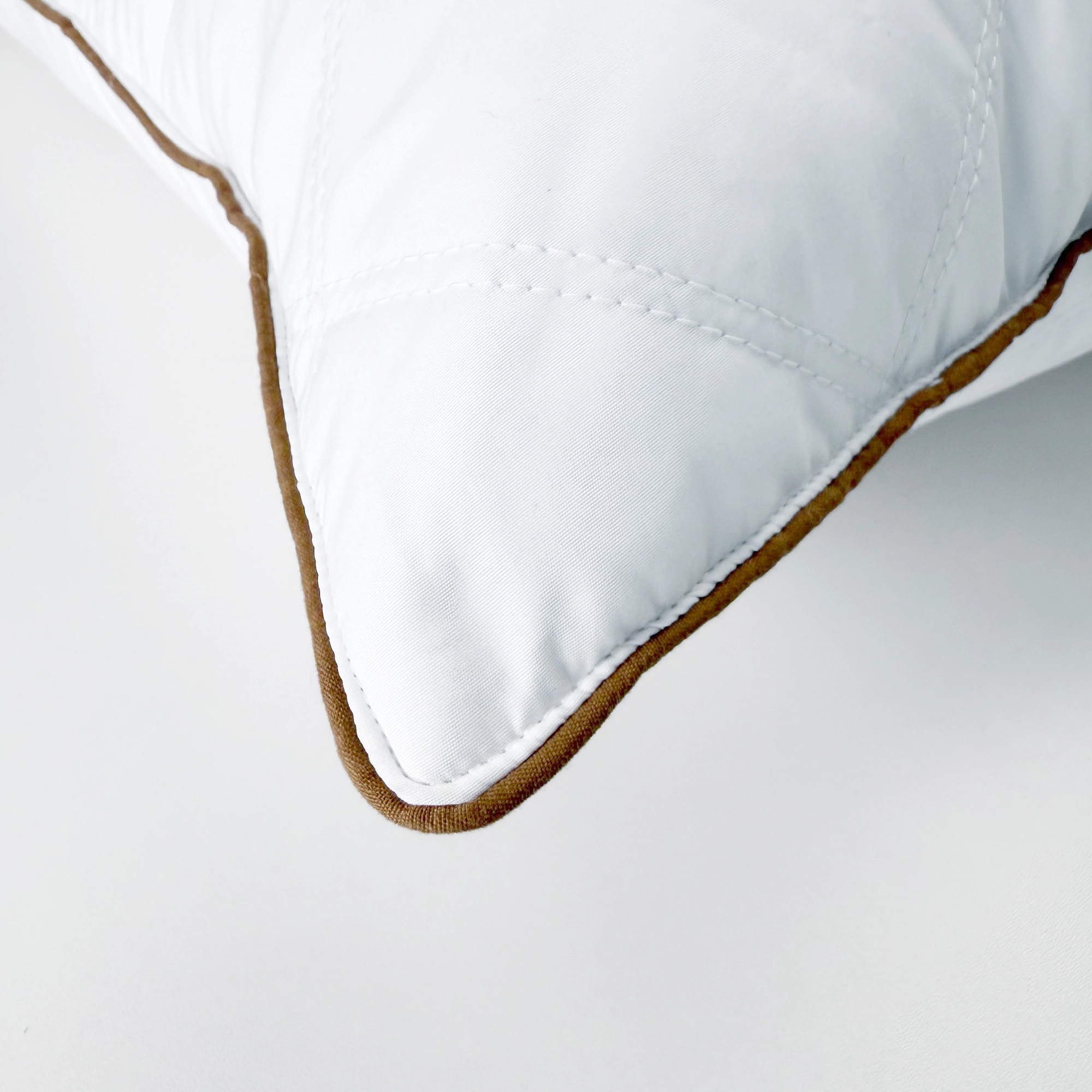 Unikome Diamond Quilted Goose Feather Pillow Set of 2, Brown Piped Hotel Support Bed Pillows