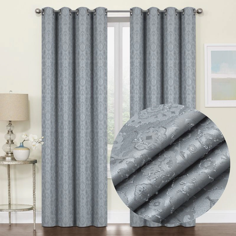 Kate Aurora Regency Collection Raised Jacquard Damask Grommet Top Curtains