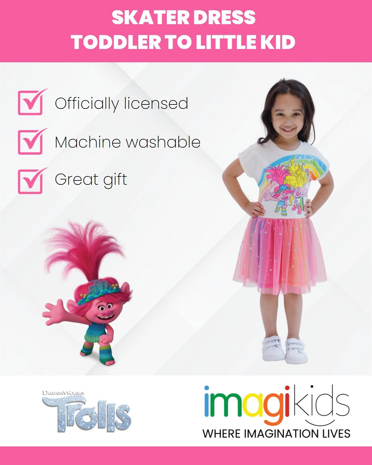 DreamWorks Trolls Girls' Glitter Tutu Dress