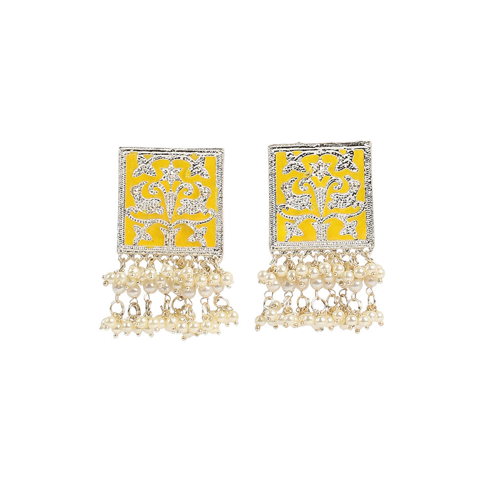 SOHI The Niloufar Women's Canary Yellow Floral Drop Earrings