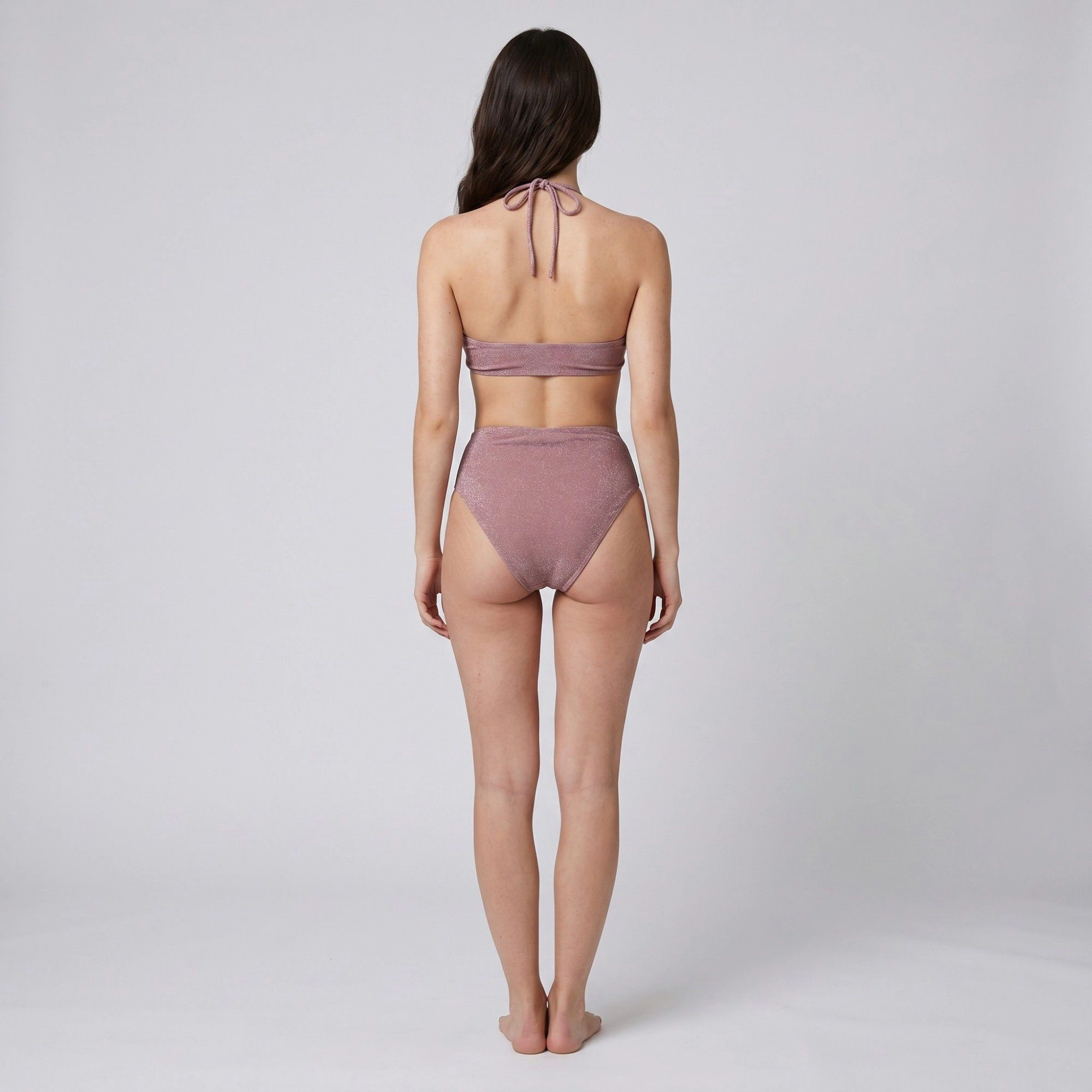 Anna-Kaci Shimmer Halter Cutout One-Piece Swimsuit - Beaded Strap, Ruched Bust, High Cut Leg