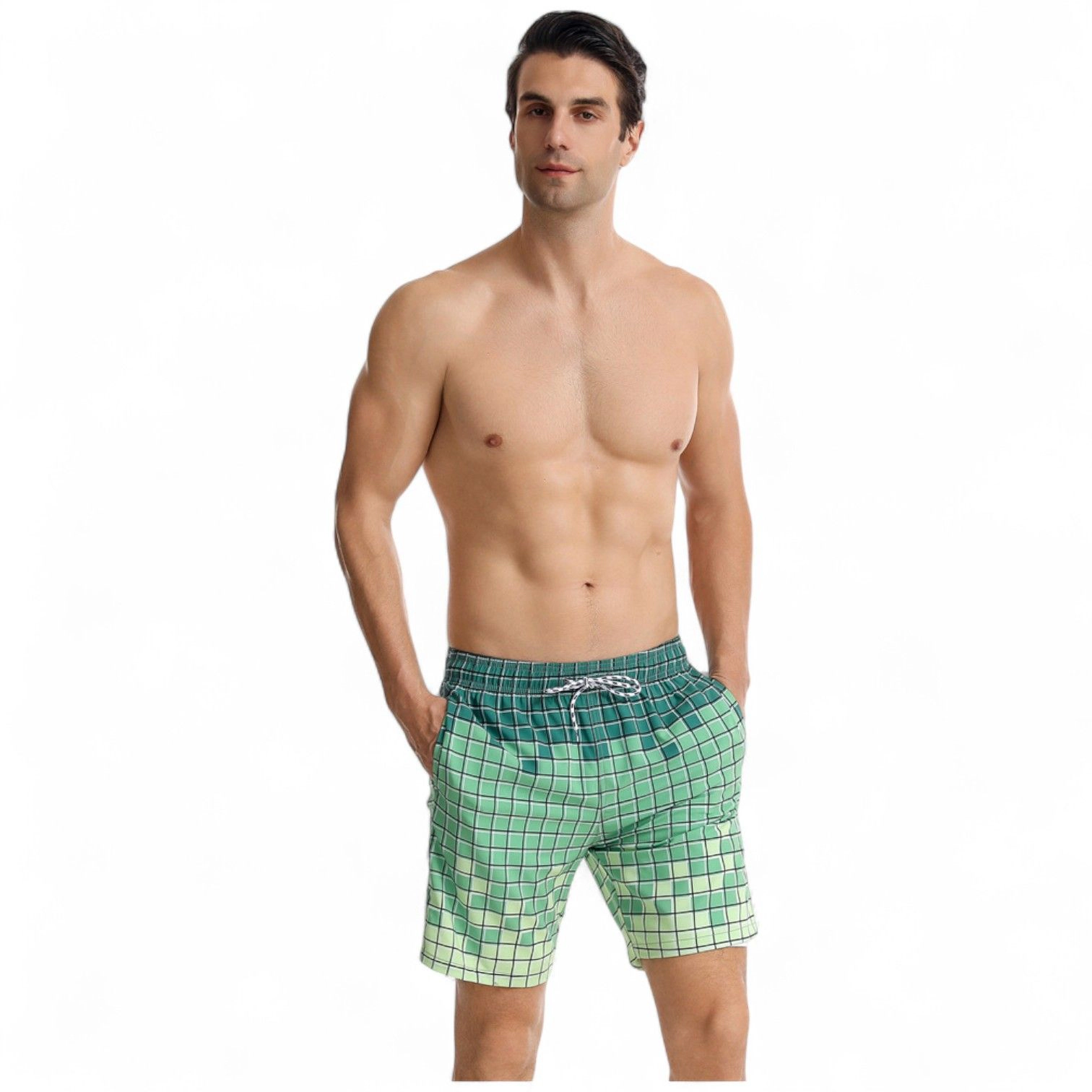 Anna-Kaci Men's Swim Shorts with Adjustable Drawstring Waistband Quick-Dry Fabric
