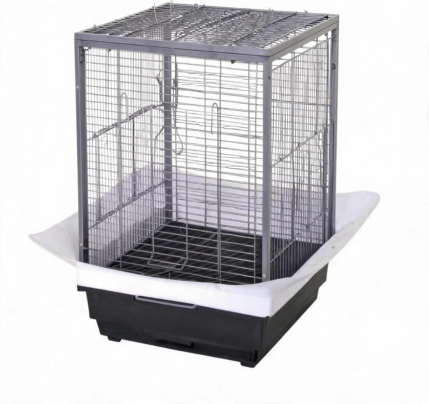 45x45x60cm Deluxe Metal Parrot Bird Cage, Spacious Breeding Aviary for Small-Medium Pet Birds, Black