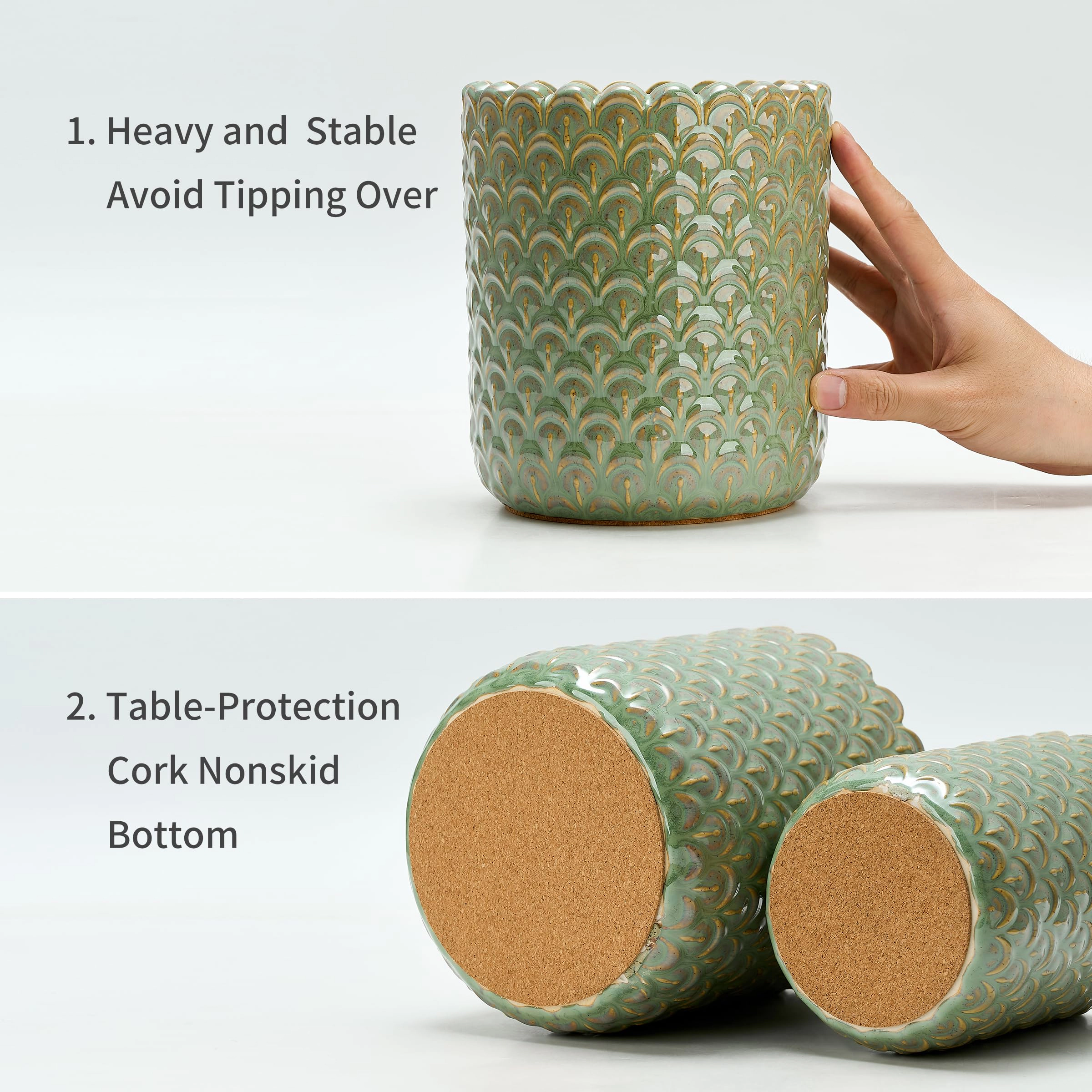 WZK Petal Ceramic Set of 2 Modern Kitchen Utensil Holder