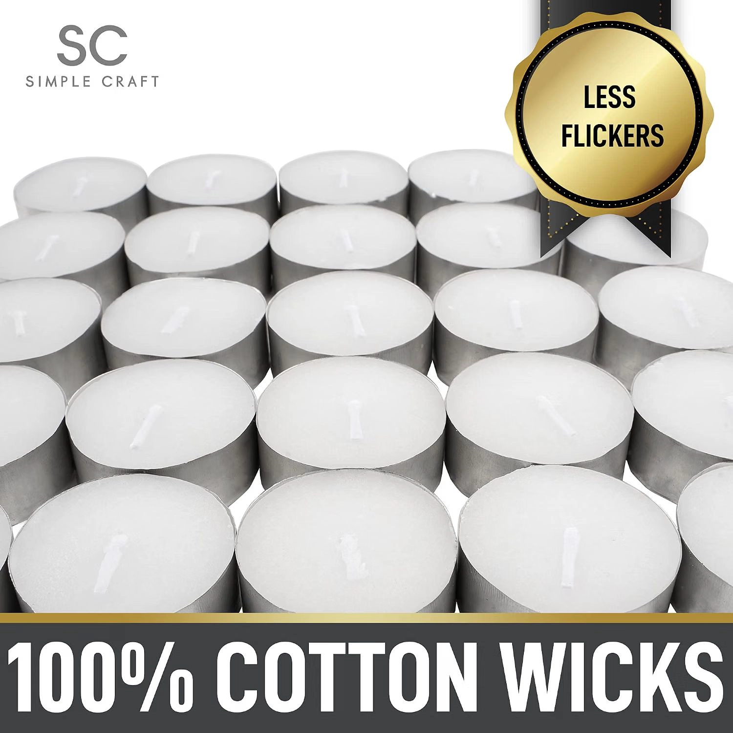 100 Pack Smokeless & Dripless Tea Lights Candles - Unscented Tealight Candles Pack