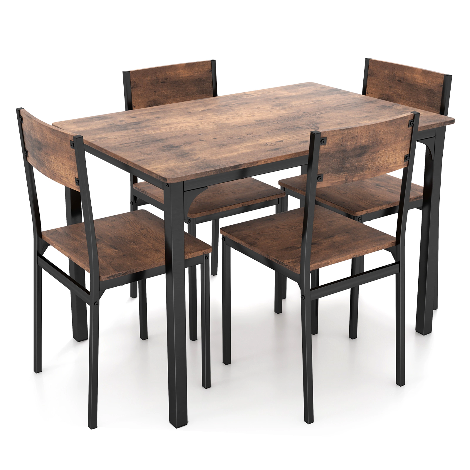 SUGIFT 5 Piece Industrial Dining Set with 43 x 27.5 in Dining Surface 110-lb Table Capacity Rustic Brown