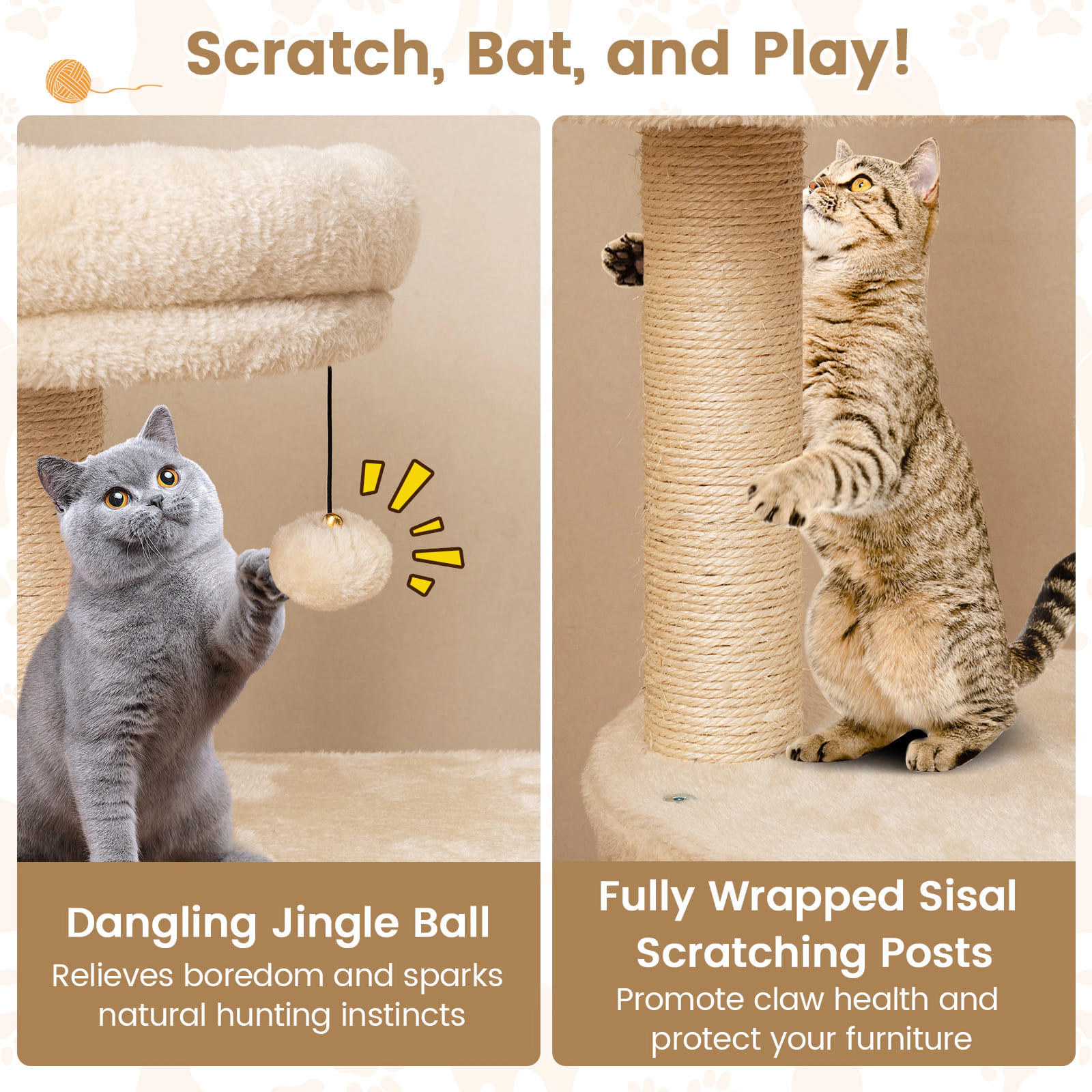 SUGIFT 40 -Level Cat Tower with Condo Padded Perch and Sisal Posts
