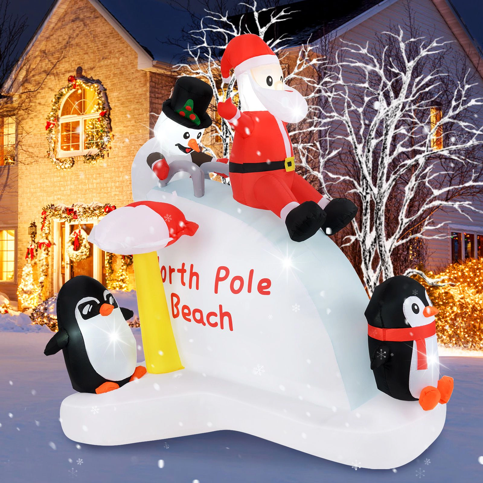 SlickBlue 6FT Christmas Inflatable Polar Slide with LED Lights