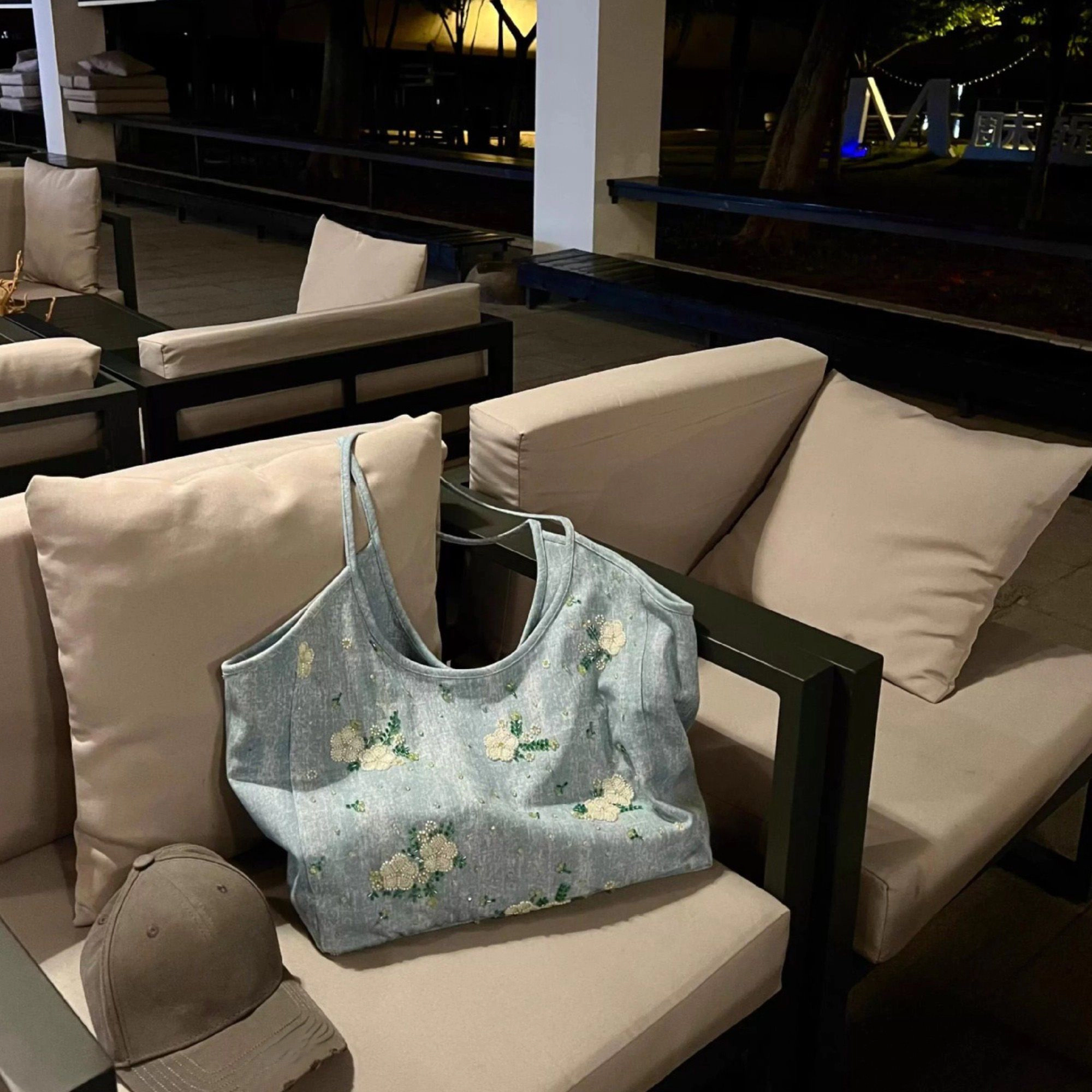 Alilang Women's Embroidered Denim Tote Bag for Women, Casual Everyday Carry