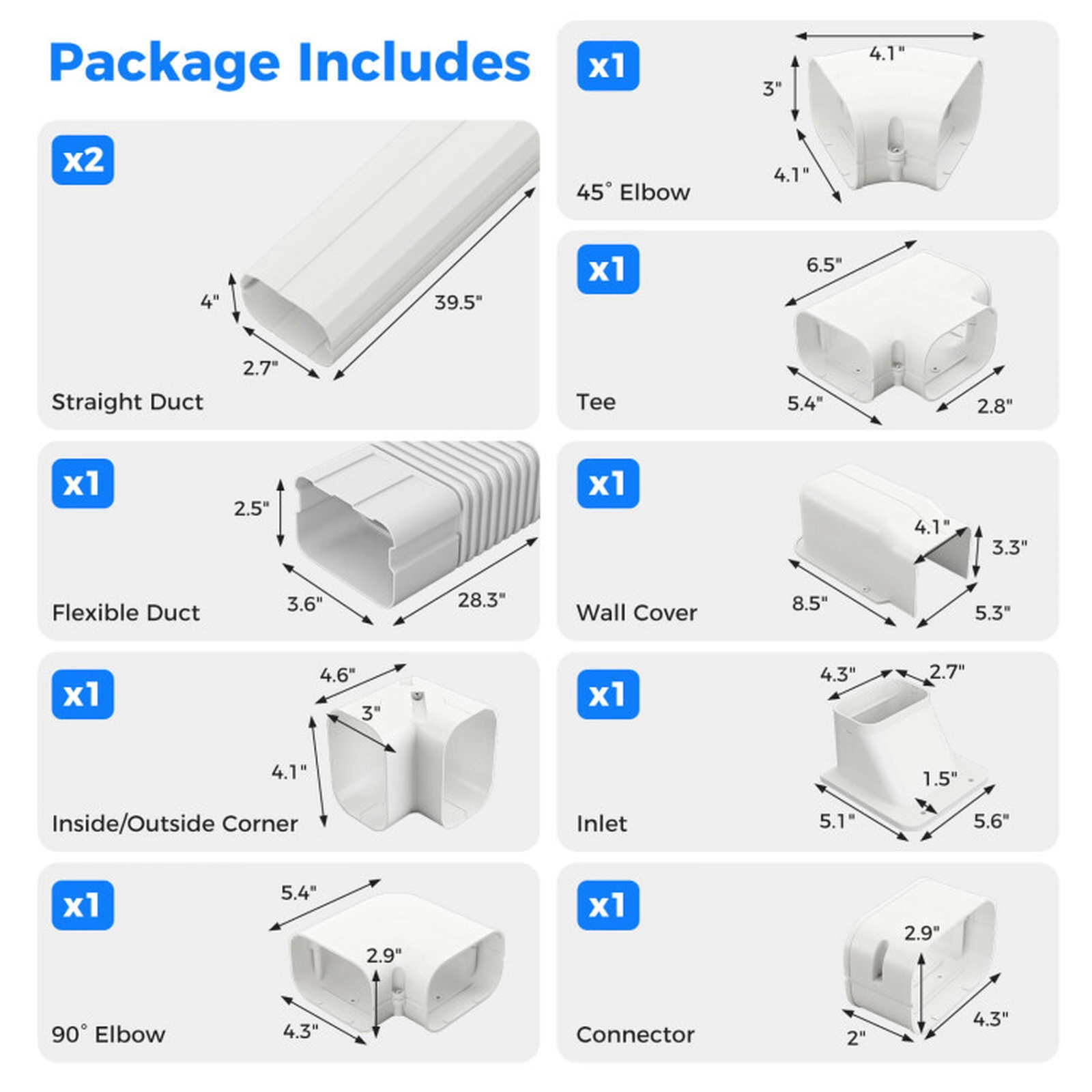 SUGIFT 4-in Wide 16.5-ft White PVC Mini Split Line Set Cover Kit for Ductless and Central Air Conditioners