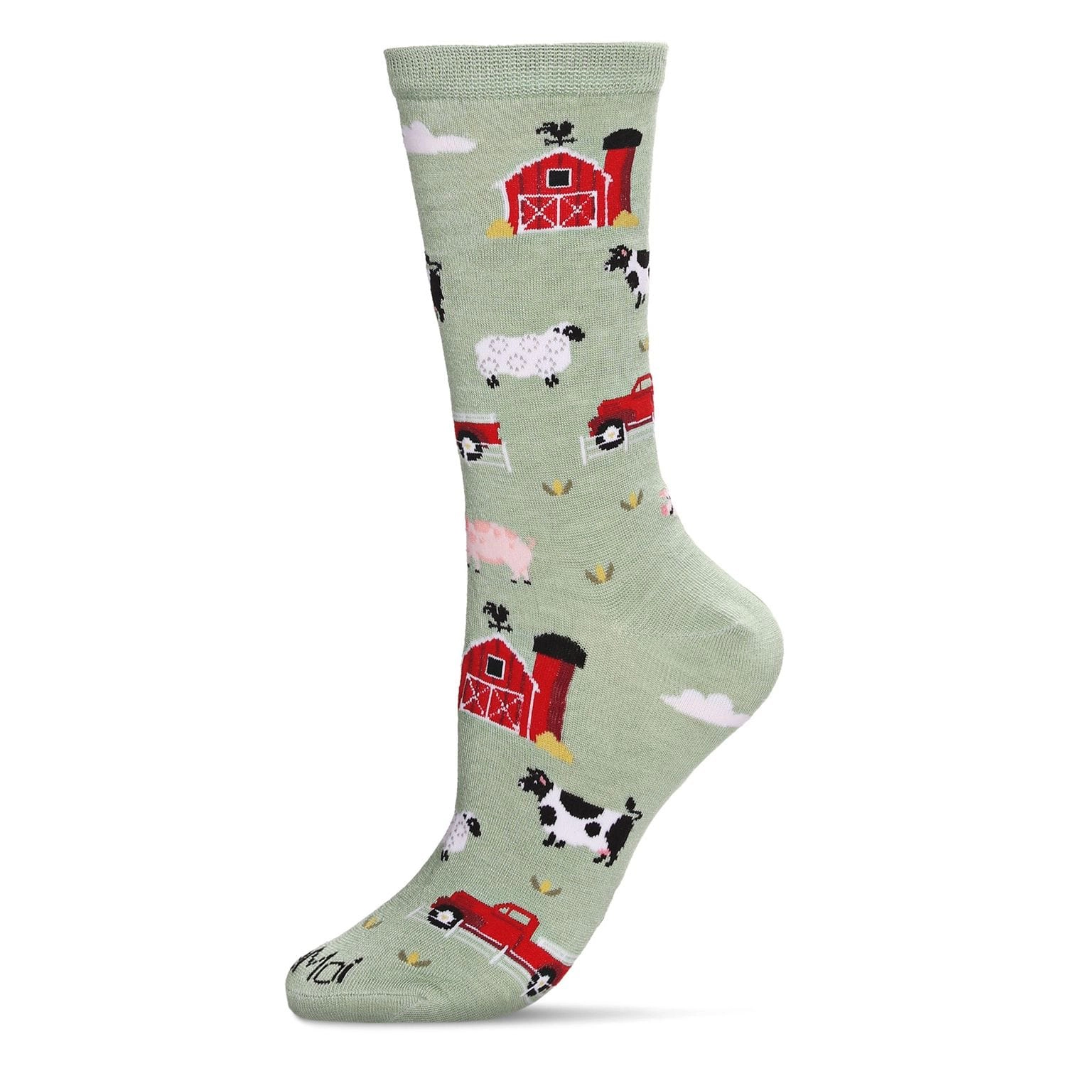 MeMoi Farm Fun Bamboo Blend Crew Socks