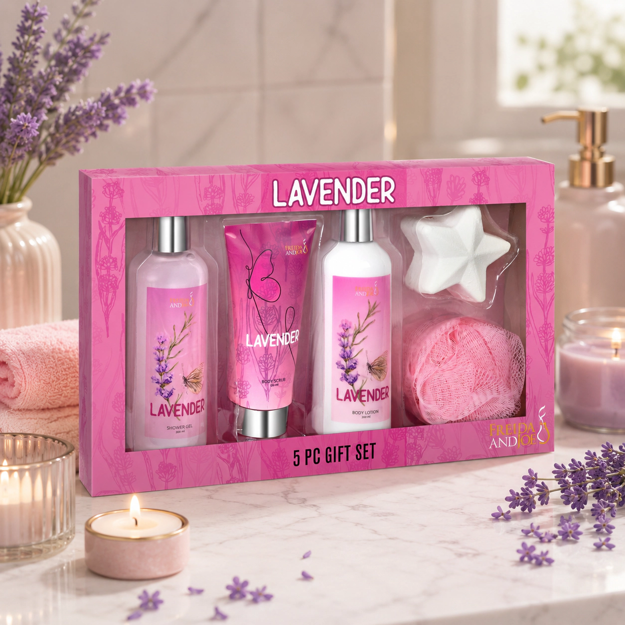 Freida and Joe Women Lavender Spa Gift Box Luxury Bath & Body Gift Set