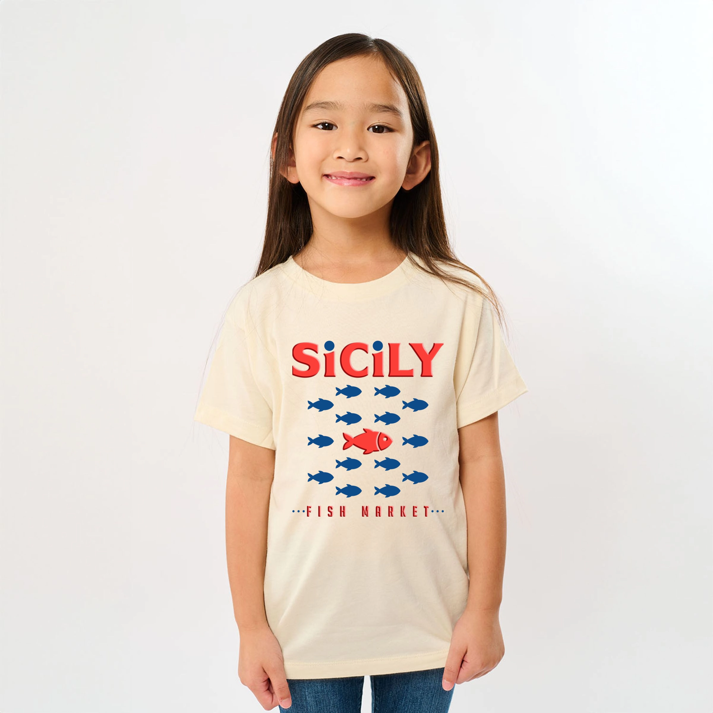 The Juniper Shop - Sicily Fish Market Puff Print Youth Short Sleeve Graphic T-Shirt