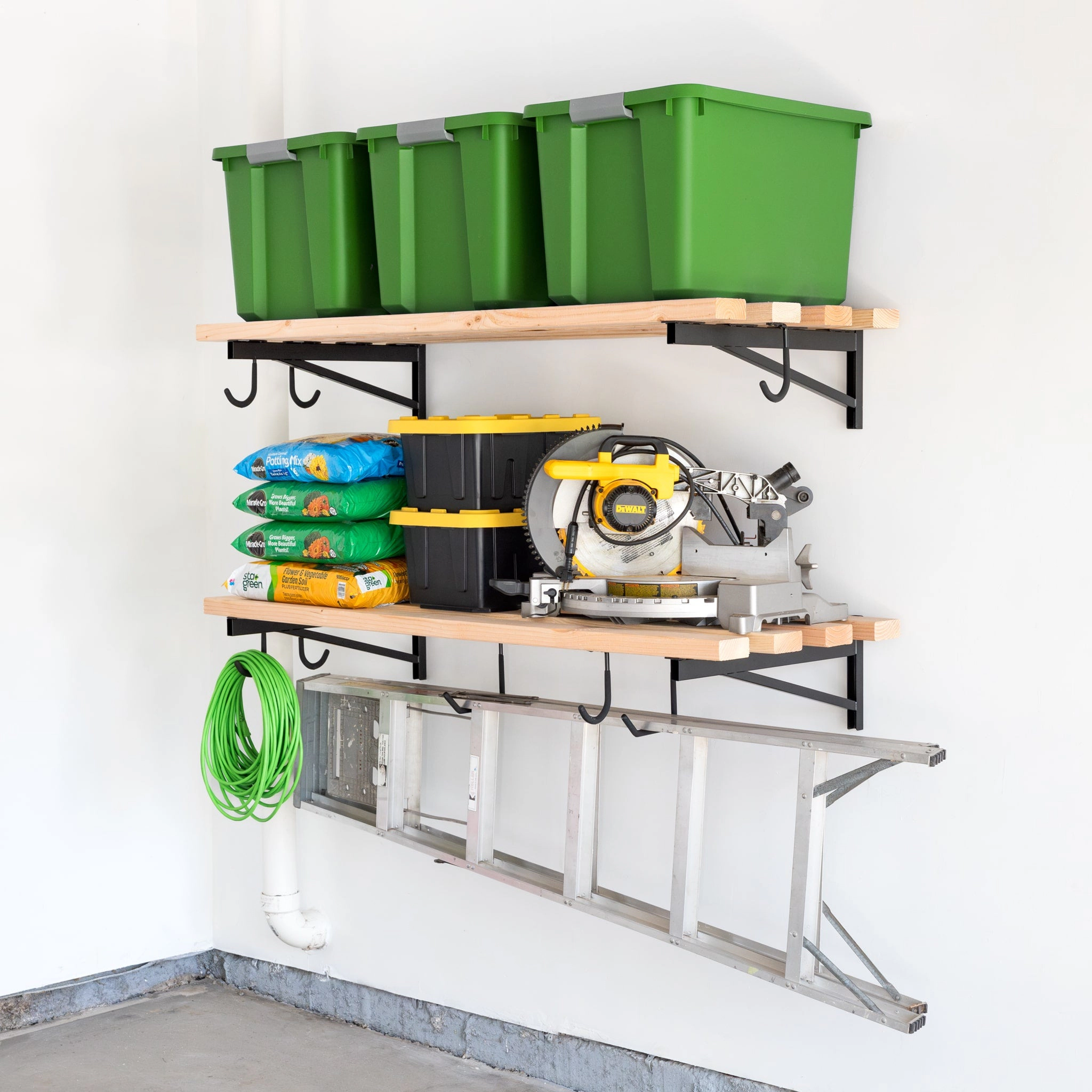 StoreYour 2' x 4' DIY Wall Shelf Brackets, Heavy Duty Garage Wall Shelves