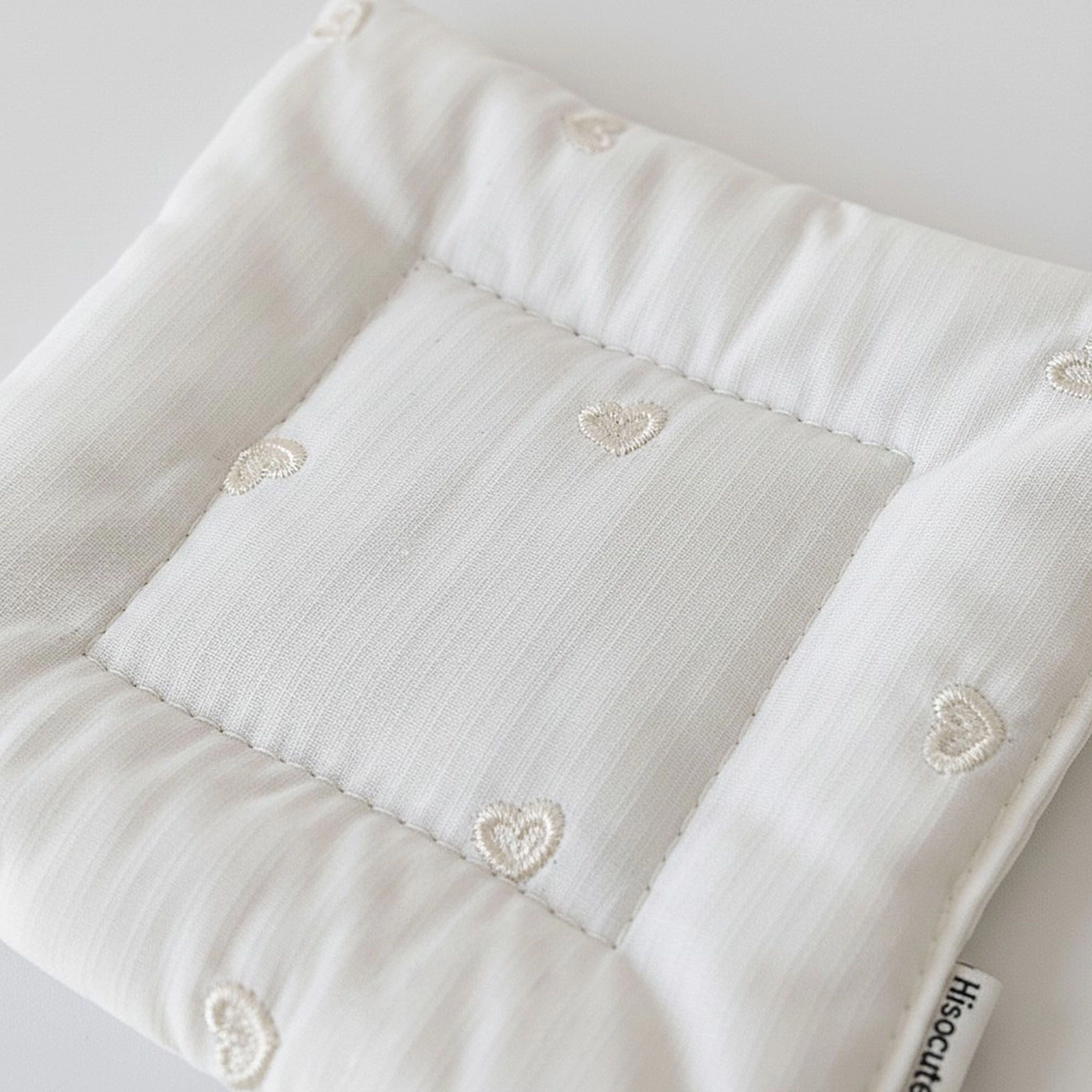 Alilang Unisex 2-PC Square Fabric Cup Coaster with Soft Padded Design and Subtle Heart Embroidery