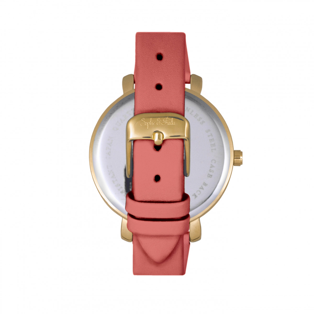 Sophie & Freda Key West Leather-Band Watch w/Swarovski Crystals