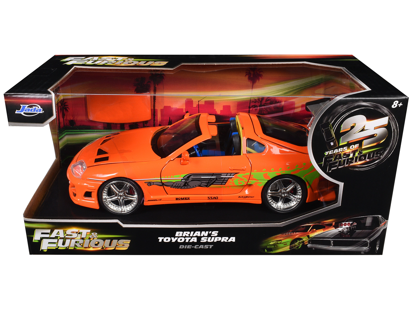 Jada Brian's Toyota Supra Orange with Graphics "Fast & Furious 25th Anniversary" Series 1/24 Diecast Model Car by Jada