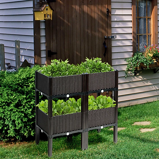 SlickBlue Set of 4 Raised Garden Planter Boxes with Self Watering System and Legs