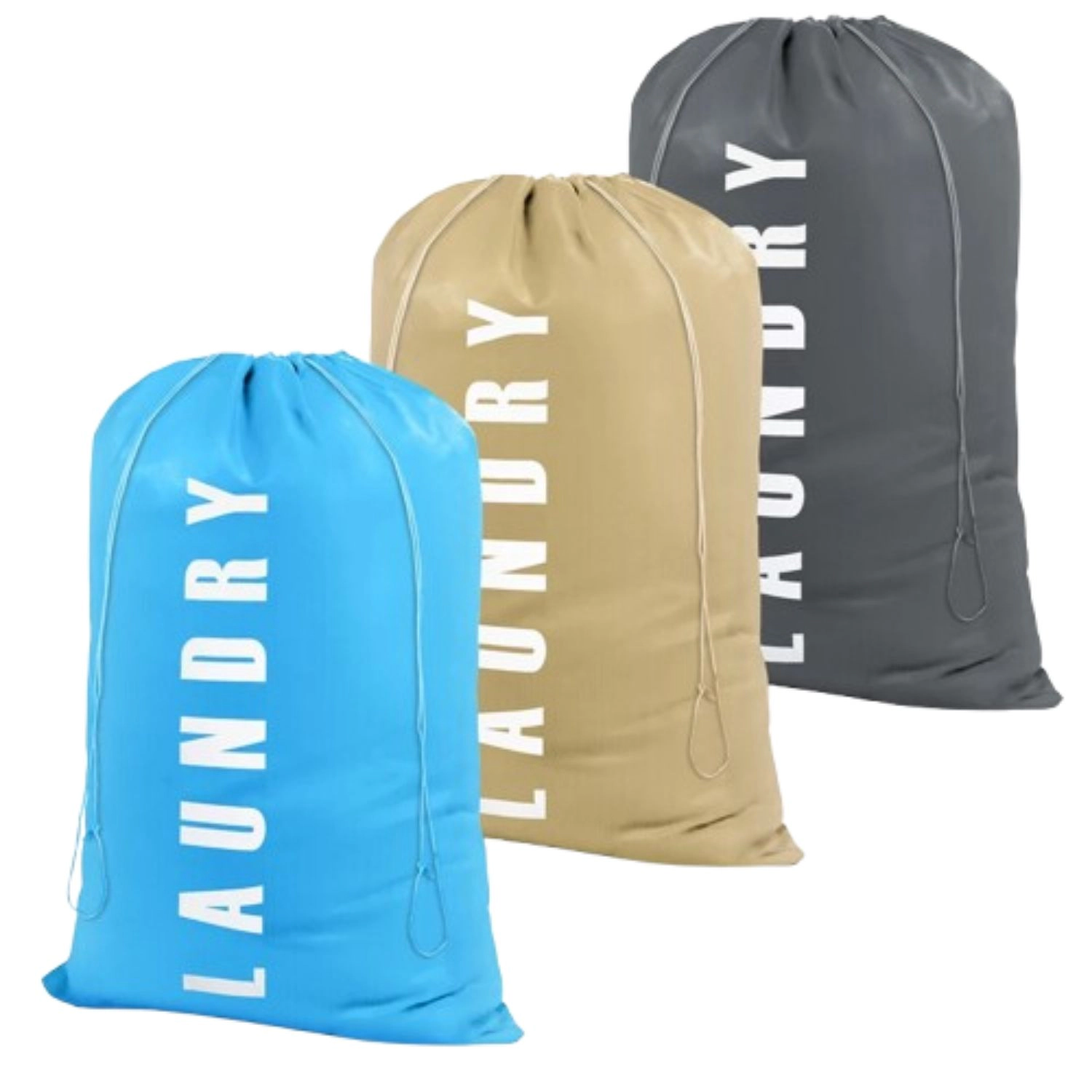 SS Design 3-Piece Large Heavy-Duty Laundry Bags, Drawstring Dirty Clothes Storage Organizer, Reusable Laundry Bag Set