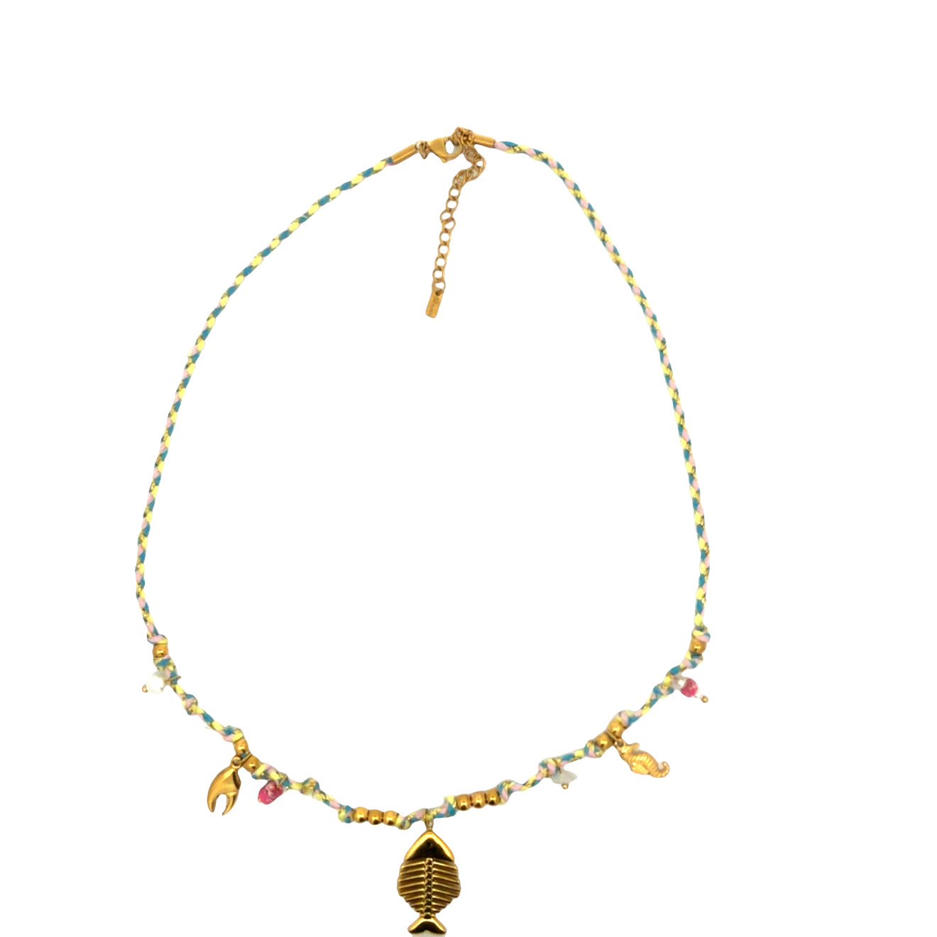 Gemini Jewelry Nautical Charm Faux Pearl Station Necklace
