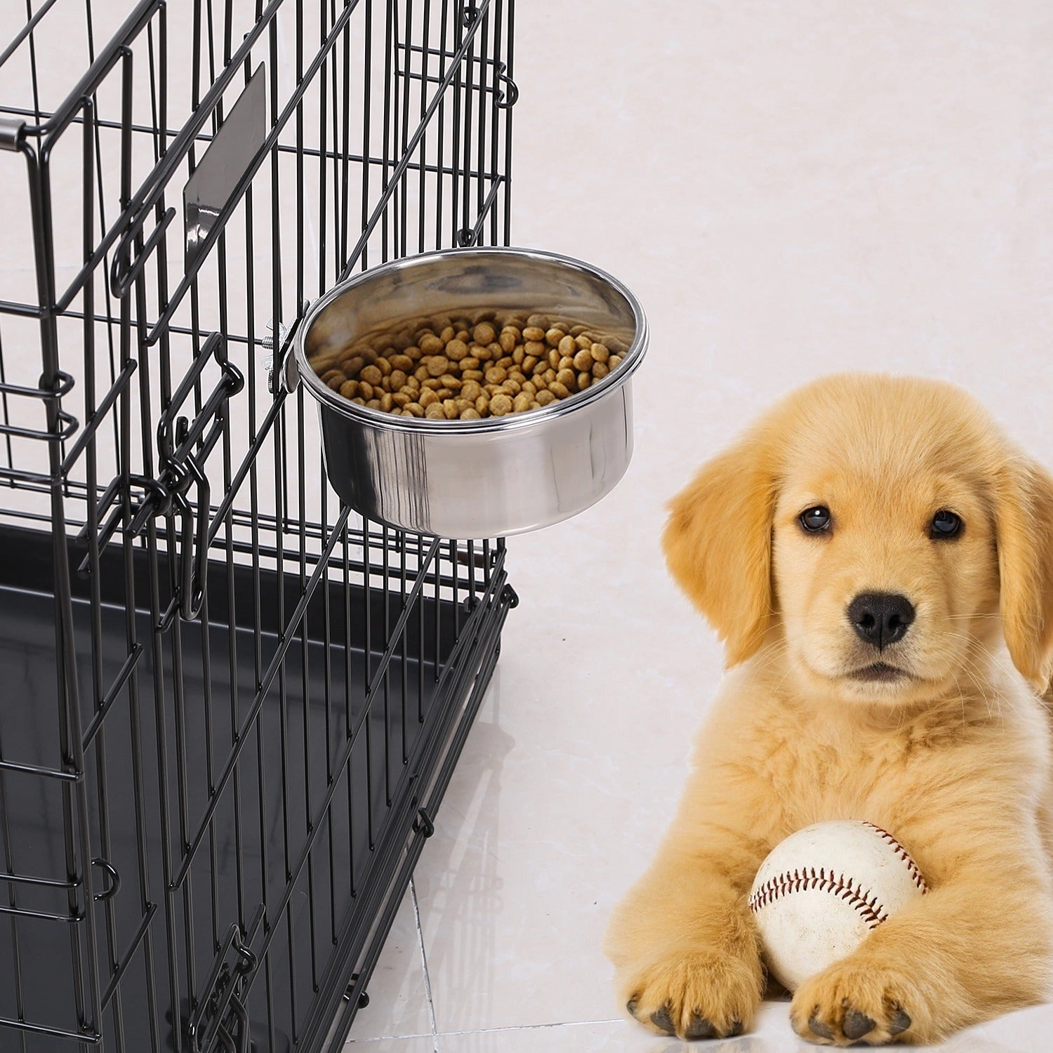 GBruno Stainless Steel Dog Bowl With Clamp Holder