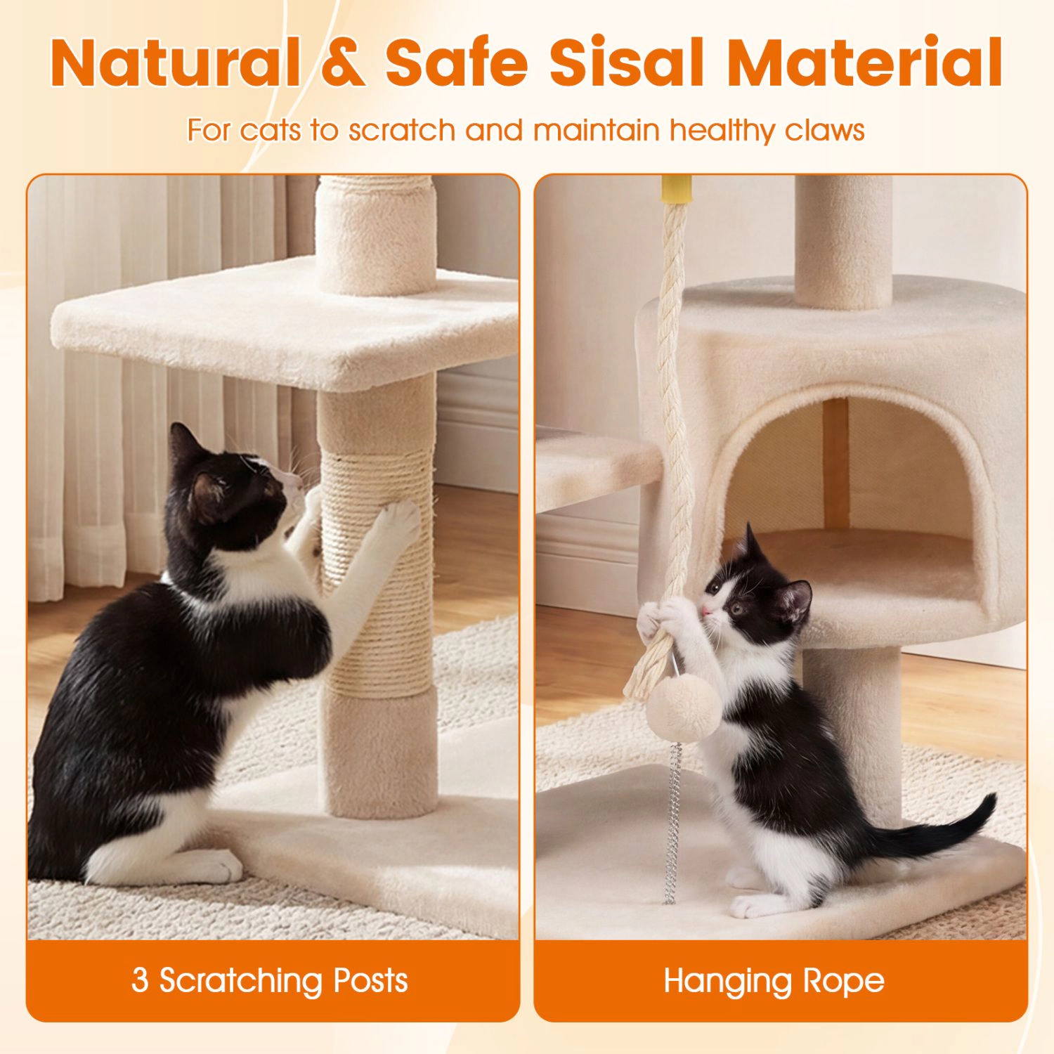 SlickBlue 4-Level Cat Tree with Condo, Perch and Sisal Posts