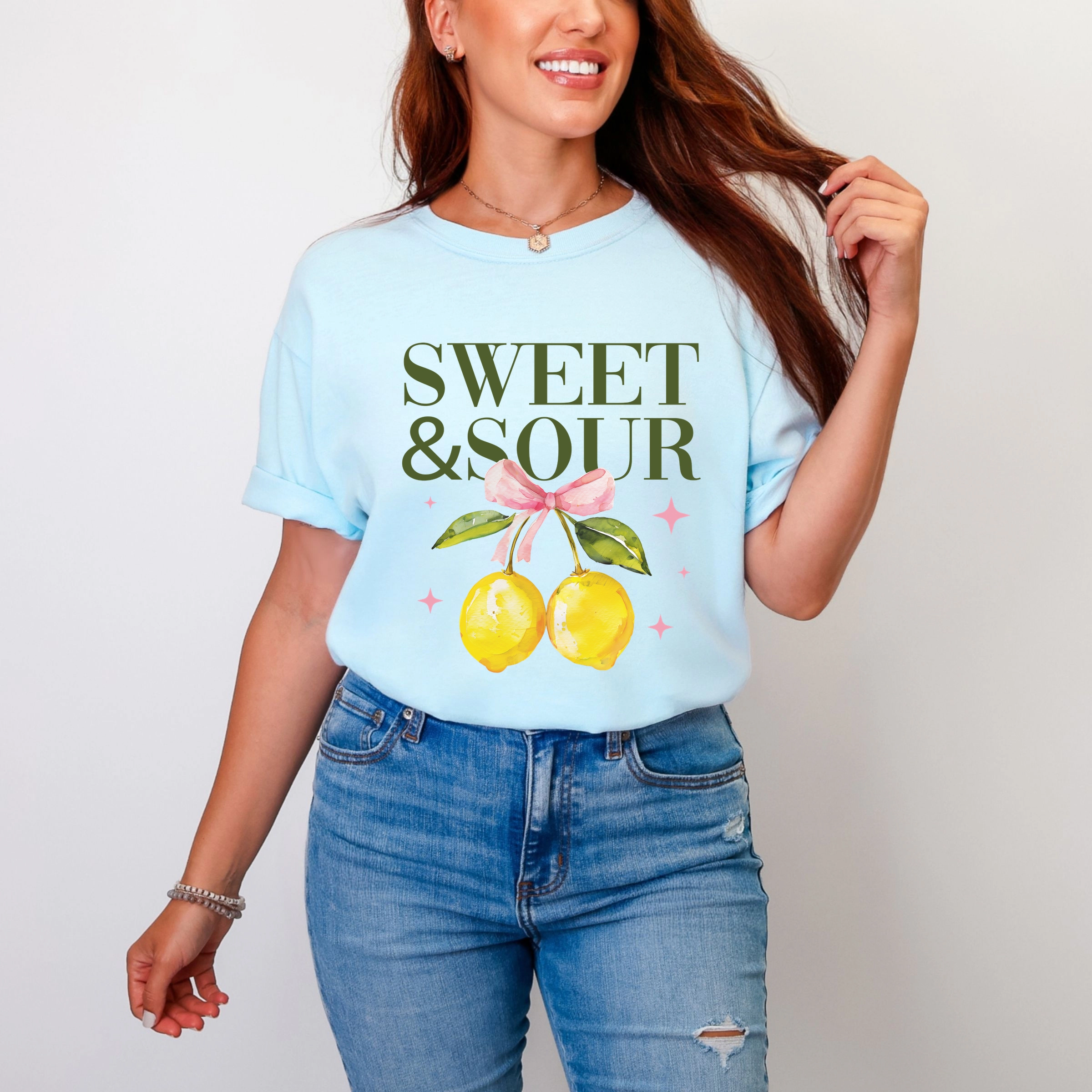 Simply Sage Market - Sweet & Sour Lemon Women's Garment Dyed Graphic T-Shirt