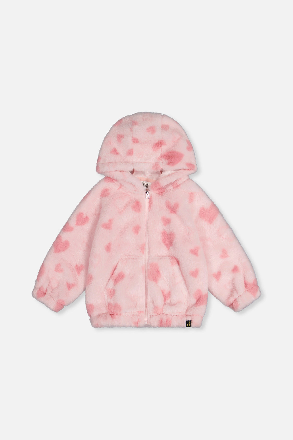 Deux par Girls Heart Jacquard Hooded Full Zip Faux Fur Jacket