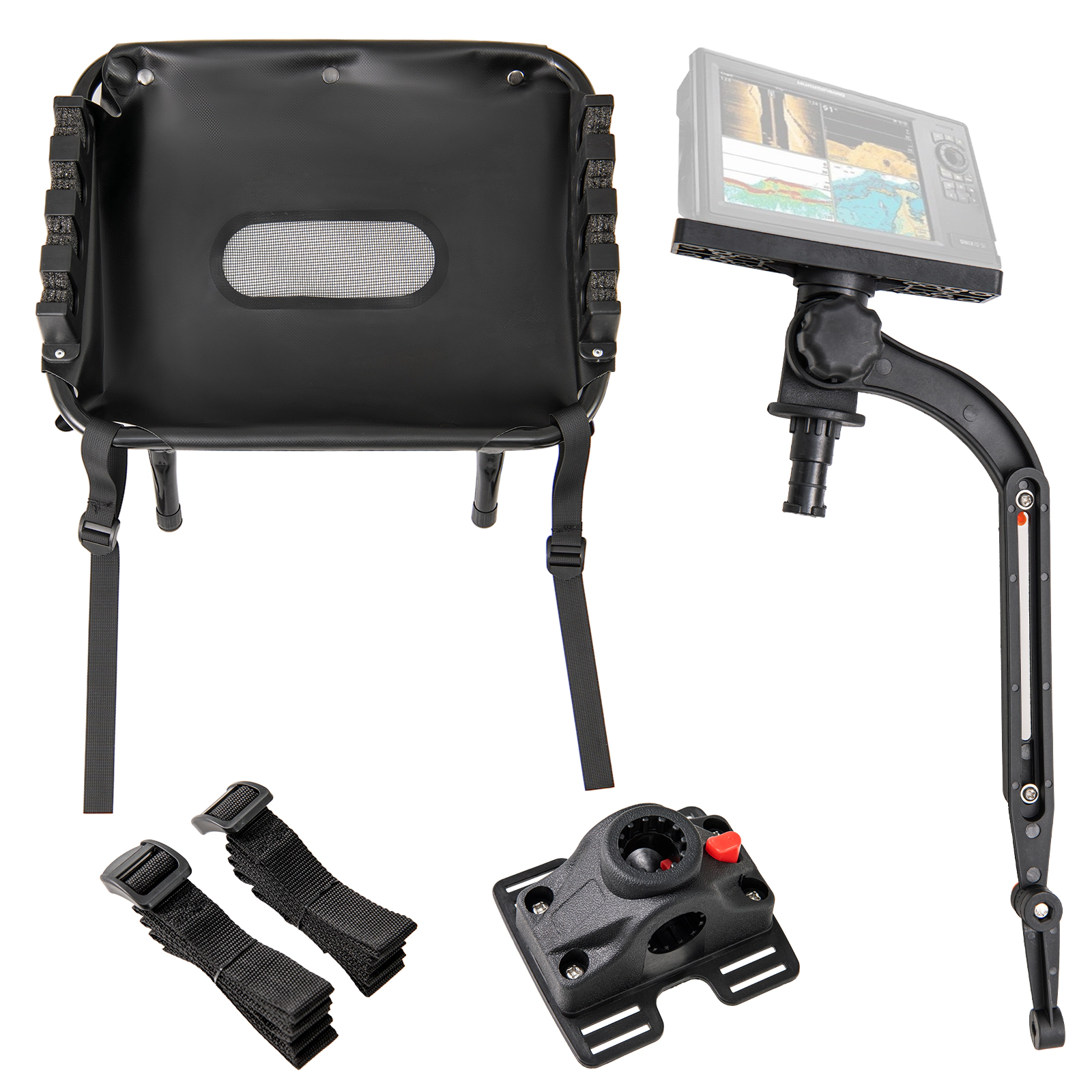 SUGIFT 360° Rotatable Fish Finder Holder and Rod Rack Water Toy Accessory with Mount Bracket Black