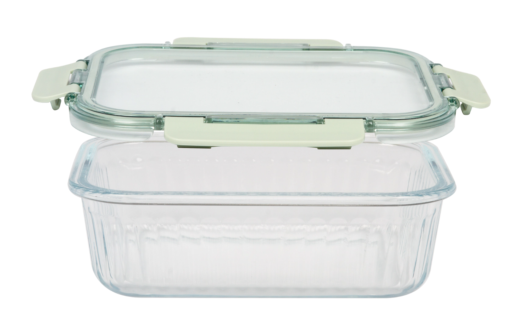 Lexi Home Ribbed Borosilicate Glass Food Container with Tinted Lid
