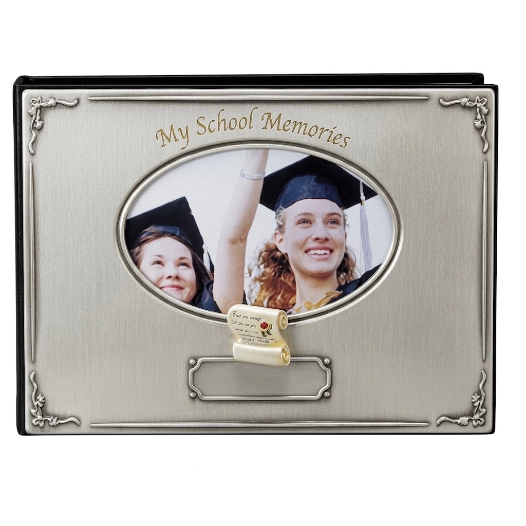 Jiallo "My School Memories" Silver-Finish Graduation Photo Album with Oval Frame Cover