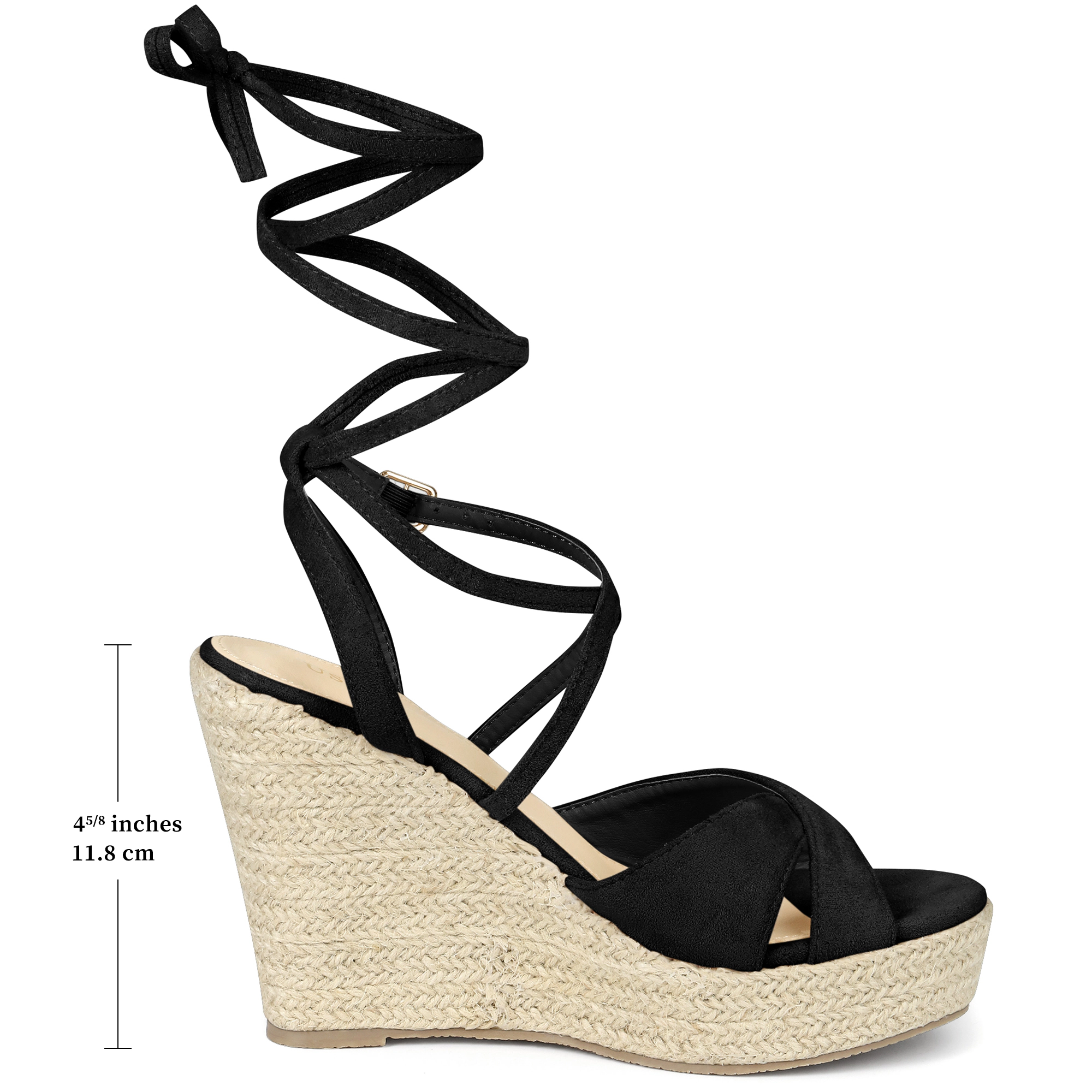 BLISSFUL STEP Women's Cross Strap Lace Up Platform Wedges Espadrilles Sandals