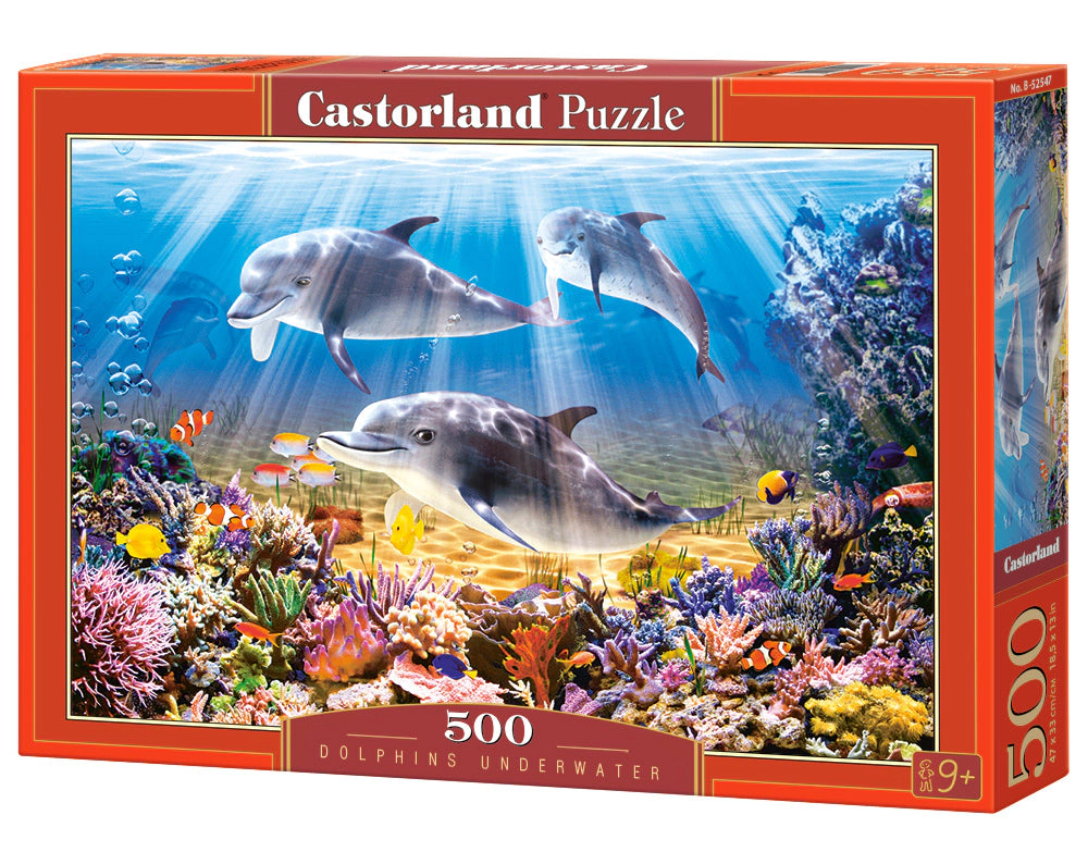 CASTORLAND 500 Piece Jigsaw Puzzles, Dolphins Underwater, Ocean life, Sea puzzles, B-52547